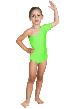 BODY DANZA LYCRA MONOSPALLA MEZZA MANICA VERDE BABY